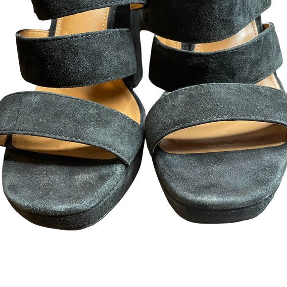 Coach Black Suede Platform Ankle Strap 4.5 Inch Heels Size 7 - Picture 3 of 10